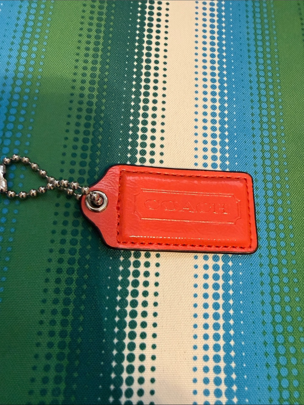 Coach Orange Leather Tag Keychain Charm